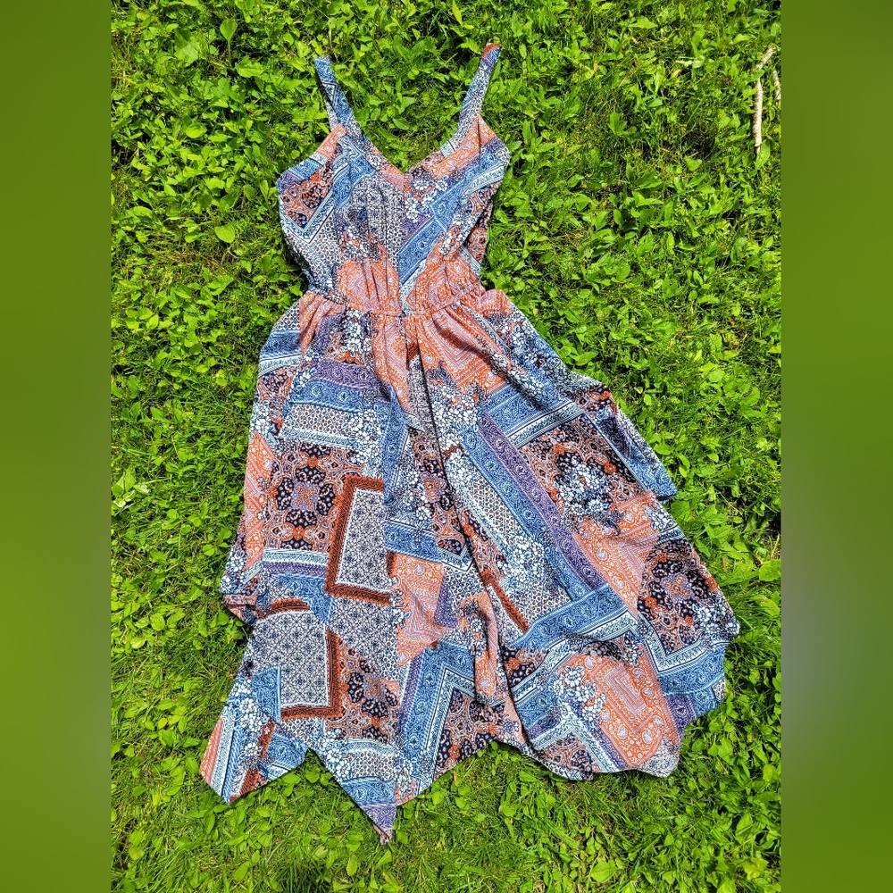 🌞3 For 10$Paisley blue orange dress
